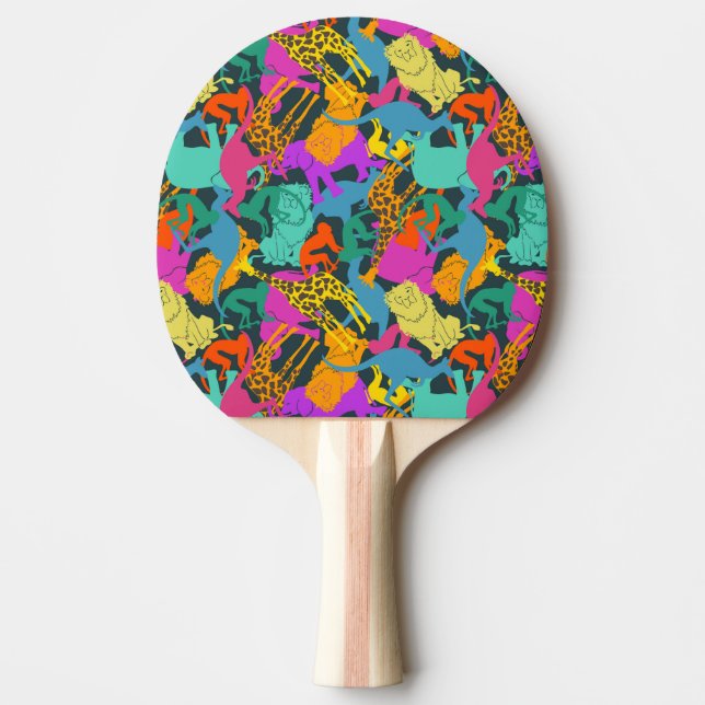 Animal Silhouettes Pattern Ping Pong Paddle (Front)