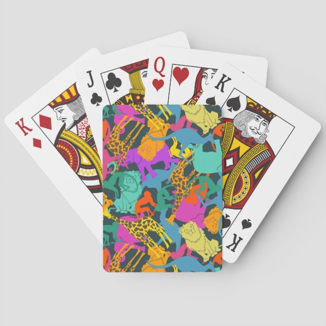 Animal Silhouettes Pattern Poker Cards (Back)