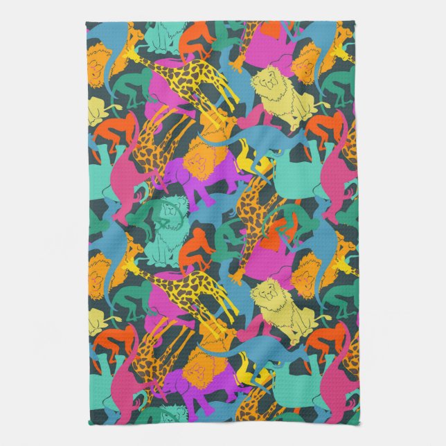 Animal Silhouettes Pattern Towel (Vertical)