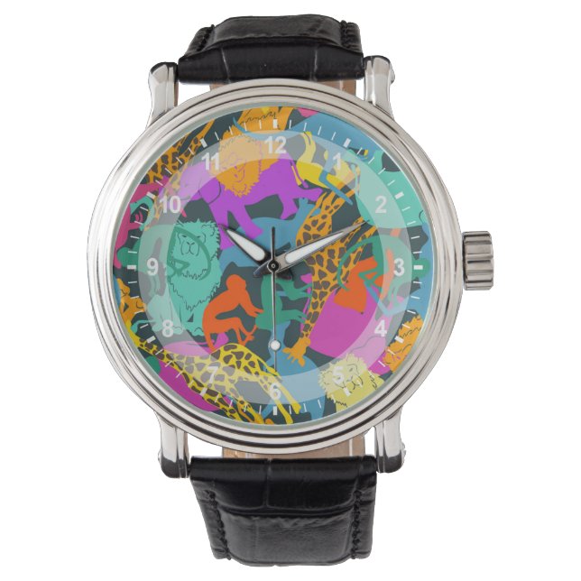 Animal Silhouettes Pattern Watch (Front)