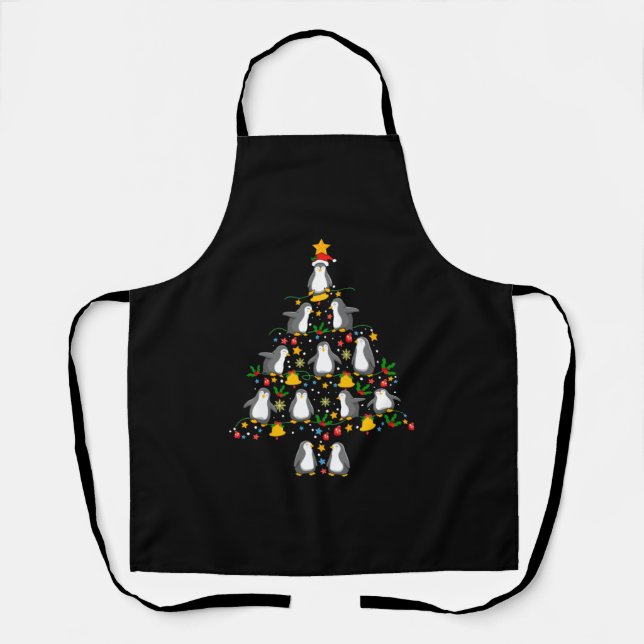 Animal Sitting in snow with Lights Christmas Santa Apron (Front)