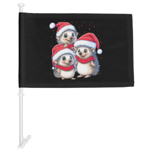 Animal Sitting in snow with Lights Christmas Santa Car Flag
