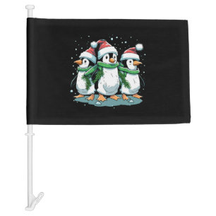 Animal Sitting in snow with Lights Christmas Santa Car Flag