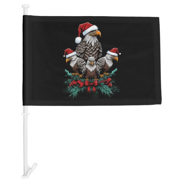 Animal Sitting in snow with Lights Christmas Santa Car Flag (Front)