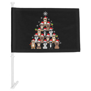 Animal Sitting in snow with Lights Christmas Santa Car Flag