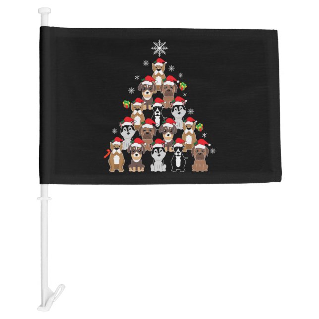 Animal Sitting in snow with Lights Christmas Santa Car Flag (Front)