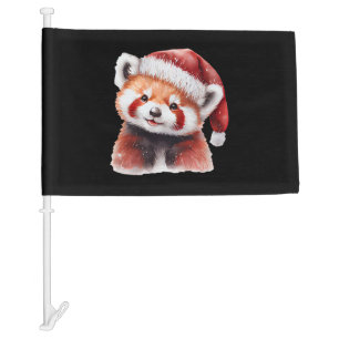 Animal Sitting in snow with Lights Christmas Santa Car Flag