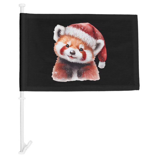 Animal Sitting in snow with Lights Christmas Santa Car Flag (Front)