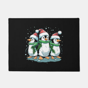Animal Sitting in snow with Lights Christmas Santa Doormat