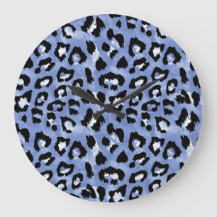 Animal Skin Allure: Watercolor Leopard Large Clock