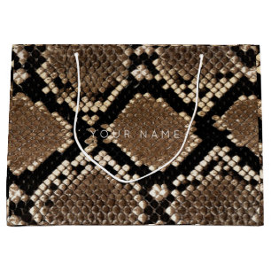 Animal Skin Brown Abstract Python Black White Large Gift Bag