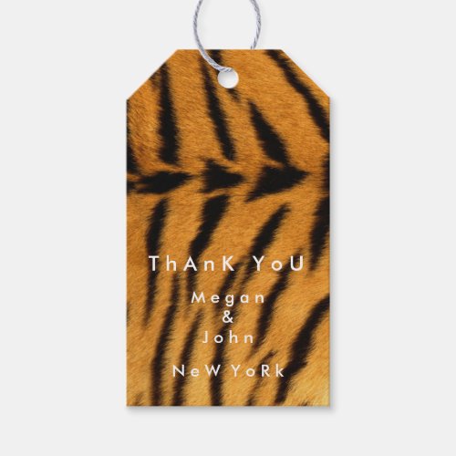 Animal Skin Brown Black Fur Tiger Name Thank You Gift Tags