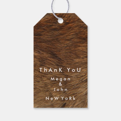 Animal Skin Brown Fur Bear Name Custom Thank Gift Tags
