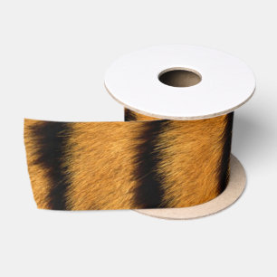 Animal Skin Brown Tiger Fur Minimal Satin Ribbon