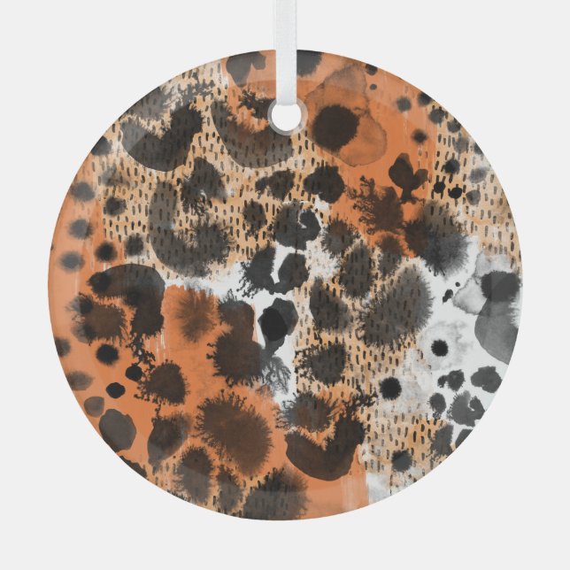 Animal skin: creative leopard pattern. glass ornament (Front)