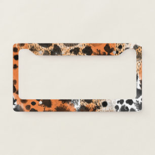 Animal skin: creative leopard pattern. license plate frame