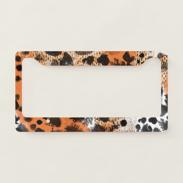 Animal skin: creative leopard pattern. license plate frame (Front)