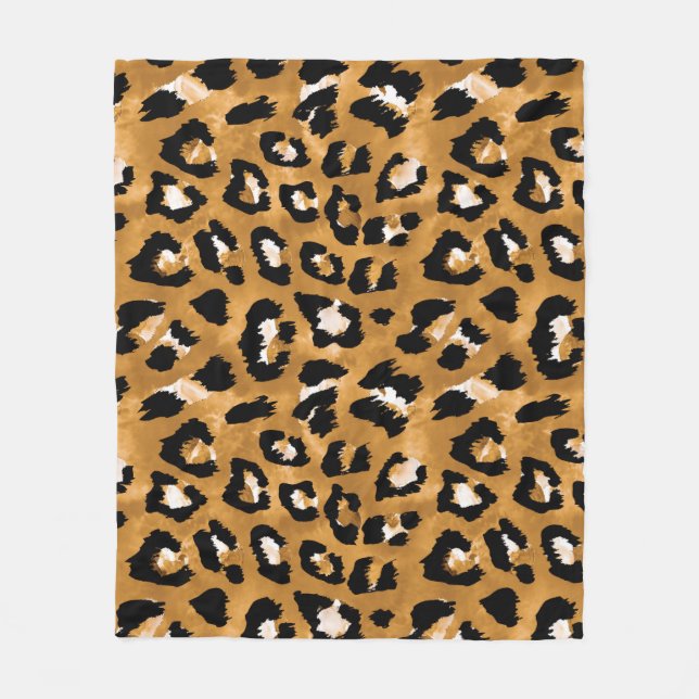 Animal skin leopard: watercolor pattern. fleece blanket (Front)