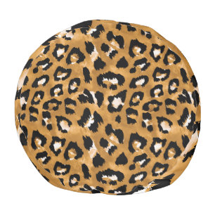 Animal skin leopard: watercolor pattern. pouf