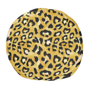 Animal Skin, Watercolor Leopard Seamless. Pouf