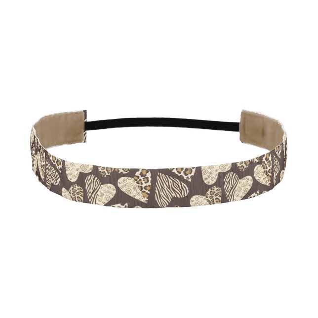 Animal skin with hearts athletic headband (Front)