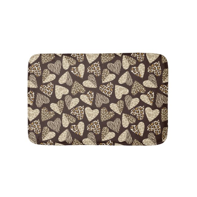 Animal skin with hearts bathroom mat (Front)