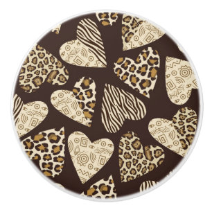Animal skin with hearts ceramic knob