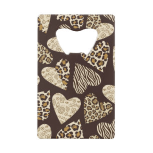 Animal skin with hearts credit card bottle opener