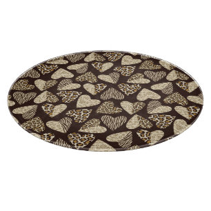 Animal skin with hearts cutting board