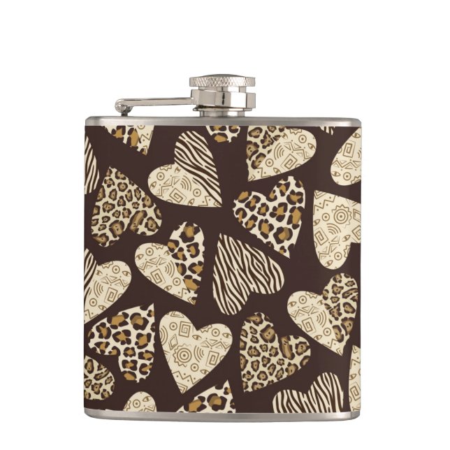 Animal skin with hearts flask (Front)