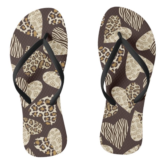 Animal skin with hearts flip flops (Footbed)
