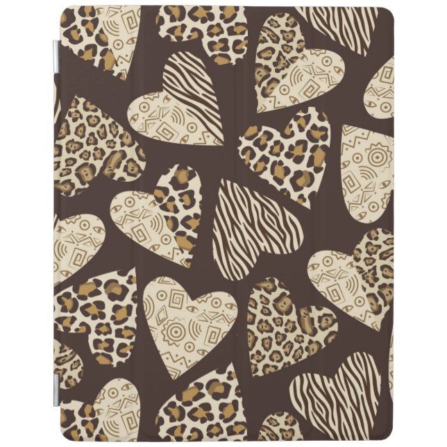 Animal skin with hearts iPad smart cover (Front)