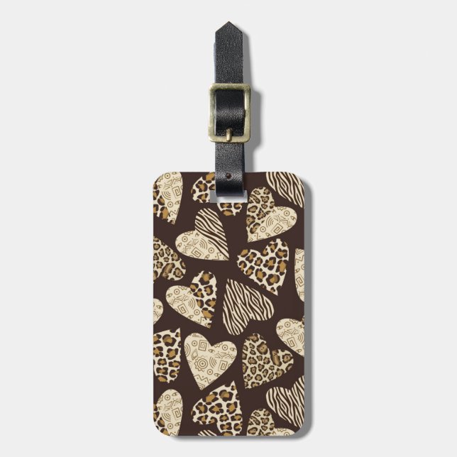 Animal skin with hearts luggage tag (Front Vertical)