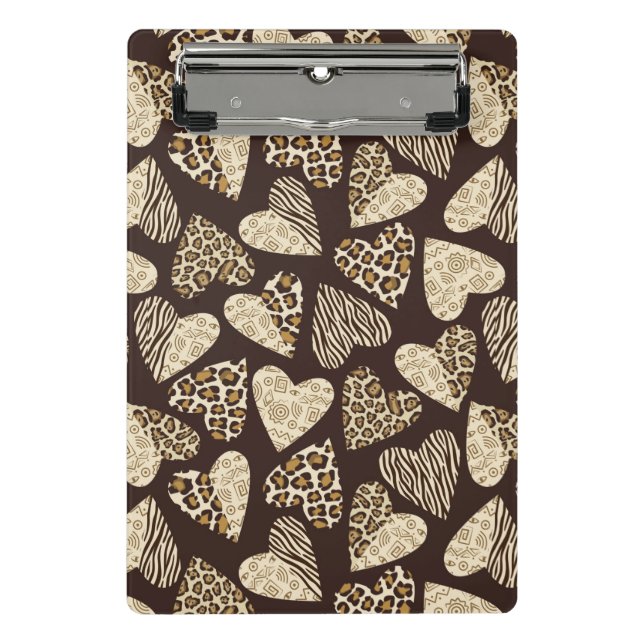 Animal skin with hearts mini clipboard (Front)