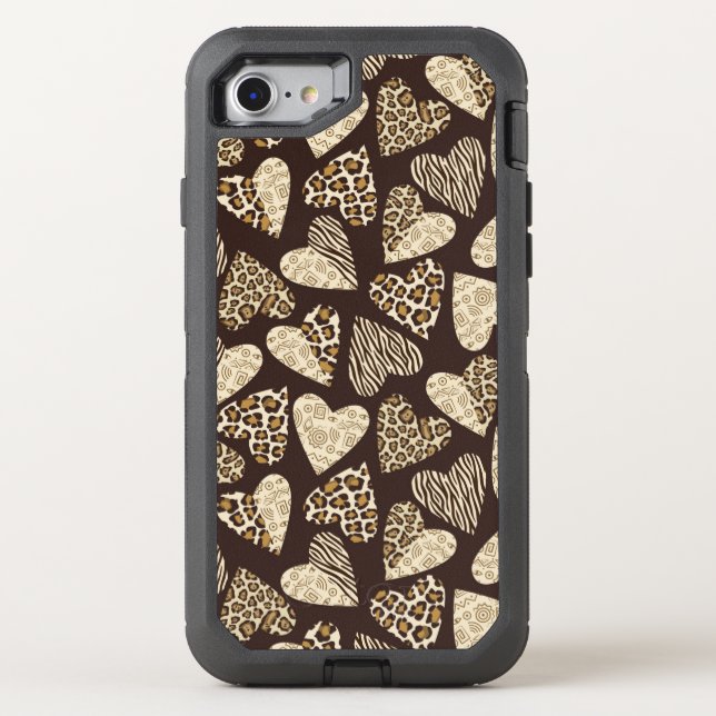 Animal skin with hearts otterbox iPhone case (Back)