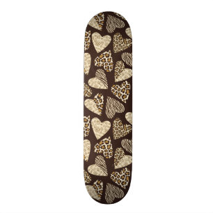 Animal skin with hearts skateboard deck