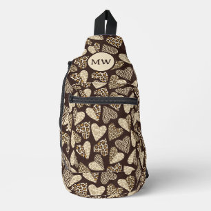 Animal skin with hearts sling bag