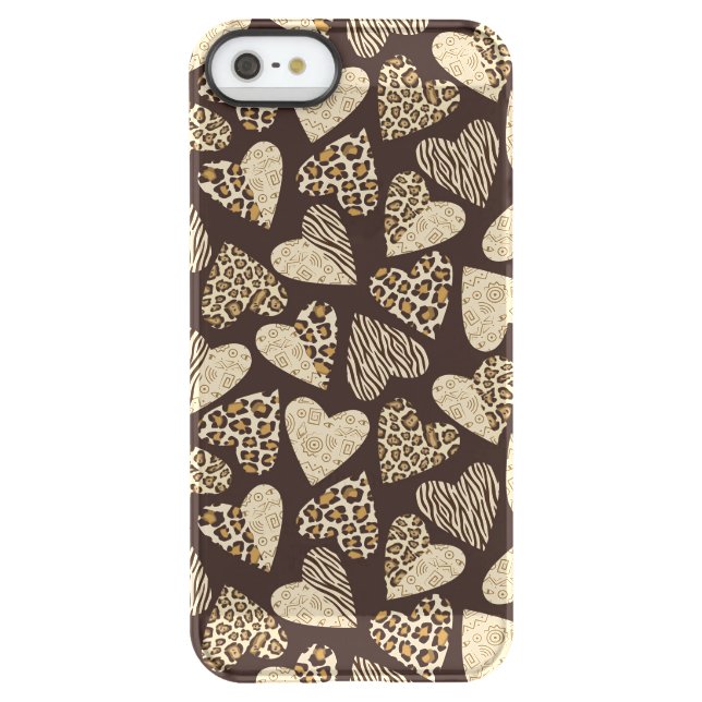 Animal skin with hearts uncommon iPhone case (Back)