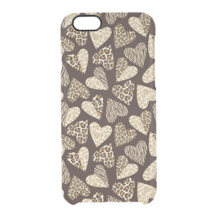 Animal skin with hearts clear iPhone 6/6S case