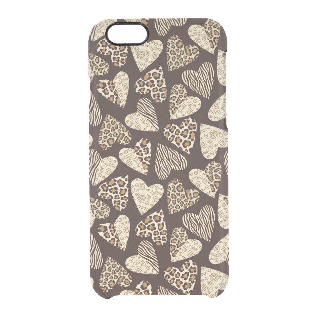 Animal skin with hearts uncommon iPhone case (Back)