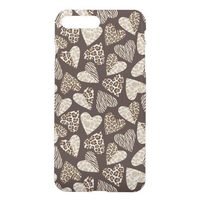 Animal skin with hearts uncommon iPhone case (Back)