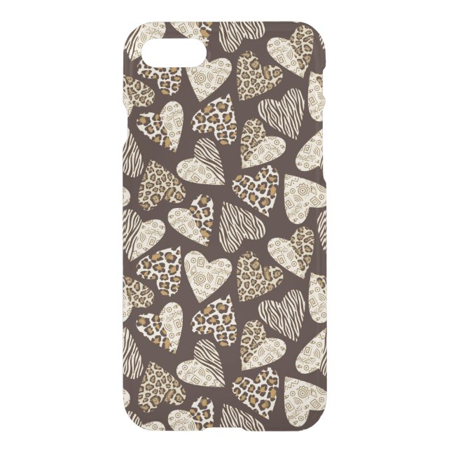 Animal skin with hearts uncommon iPhone case (Back)