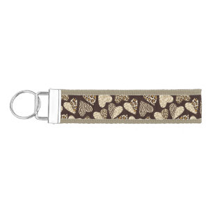 Animal skin with hearts wrist keychain
