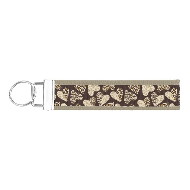 Animal skin with hearts wrist keychain (Keys on Left)