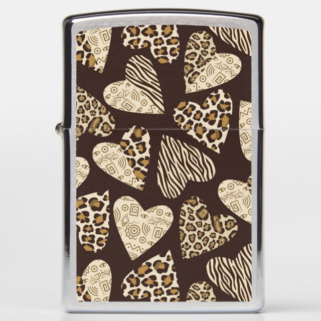 Animal skin with hearts zippo lighter (Front)