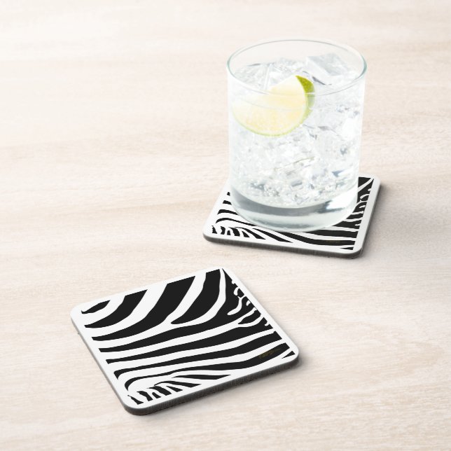 Animal Skin Zebra Pattern Beverage Coaster (Right Side)