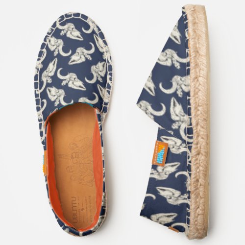 Animal Skull Head Cool Pattern Navy Blue Cattle Espadrilles