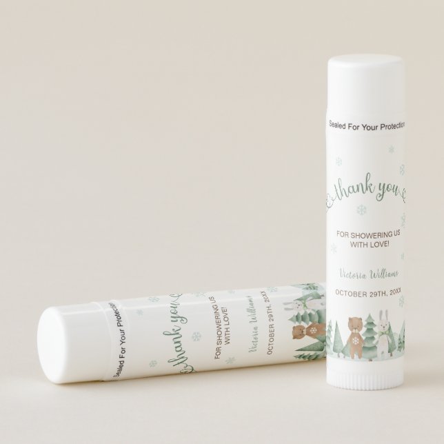 Animal snowflake Winter Baby Shower  Lip Balm (Front)