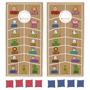 Animal Sounds Cornhole Board Wrap Funny Farm Set