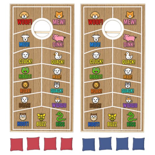 Animal Sounds Cornhole Board Wrap | Funny Farm Set